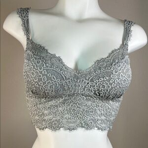 Aerie Lace Bralette in Soft Gray Wireless SMALL